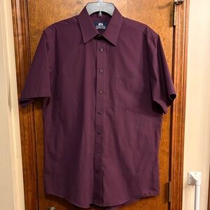 Stafford Wrinkle Free Men's Burgundy Short Sleeve Shirt